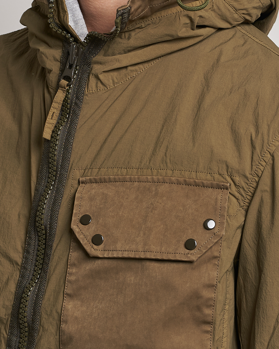 Herren | Jacken | Ten c | Garment Dyed Nylon Hooded Jacket Olive