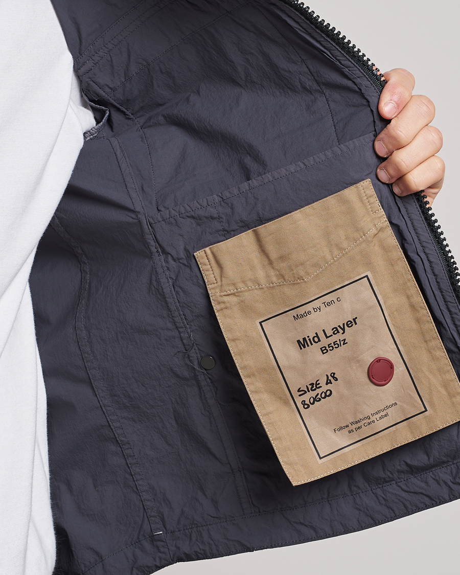 Herren | Jacken | Ten c | Garment Dyed Nylon Hooded Jacket Blue Grey