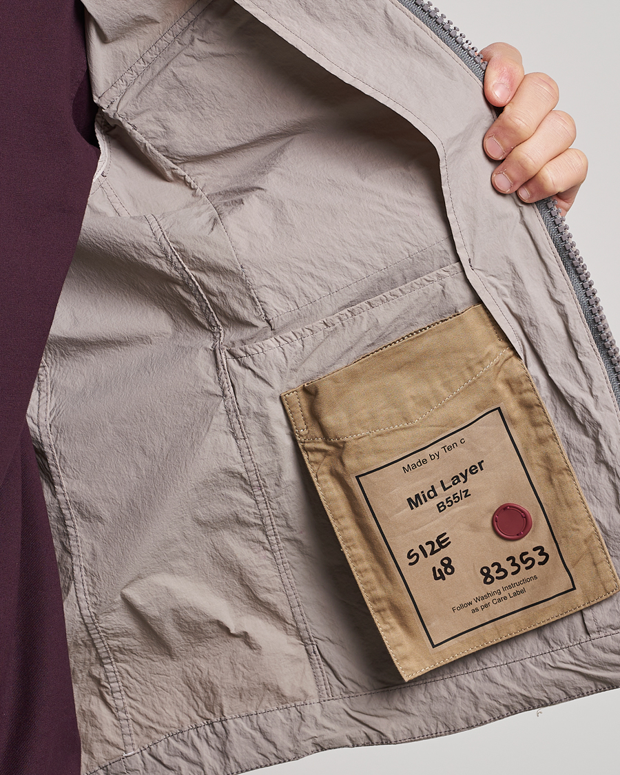 Herren | Jacken | Ten c | Garment Dyed Nylon Jacket Light Grey