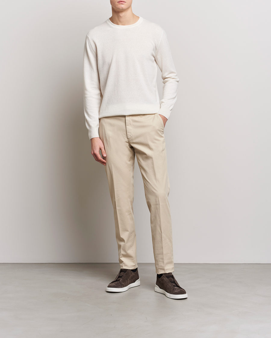 Herren | Pullover | Zegna | Oasi Cashmere/Linen Crew Neck Sweater Off White