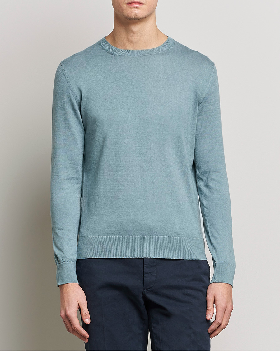 Herren | Pullover | Zegna | Premium Cotton Crew Neck Sweater Teal