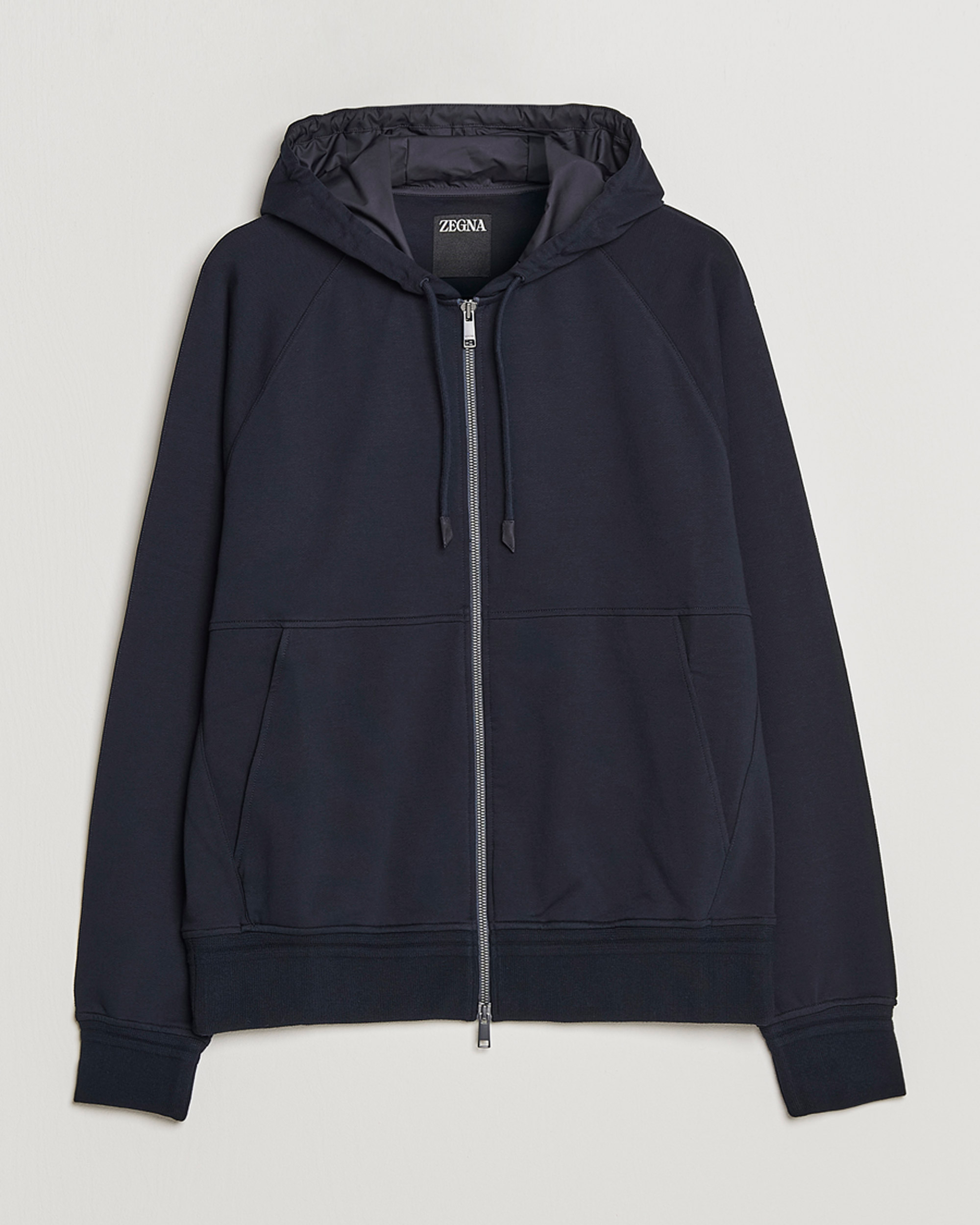 Herren | Pullover | Zegna | Cotton Stretch Zip Hoodie Navy