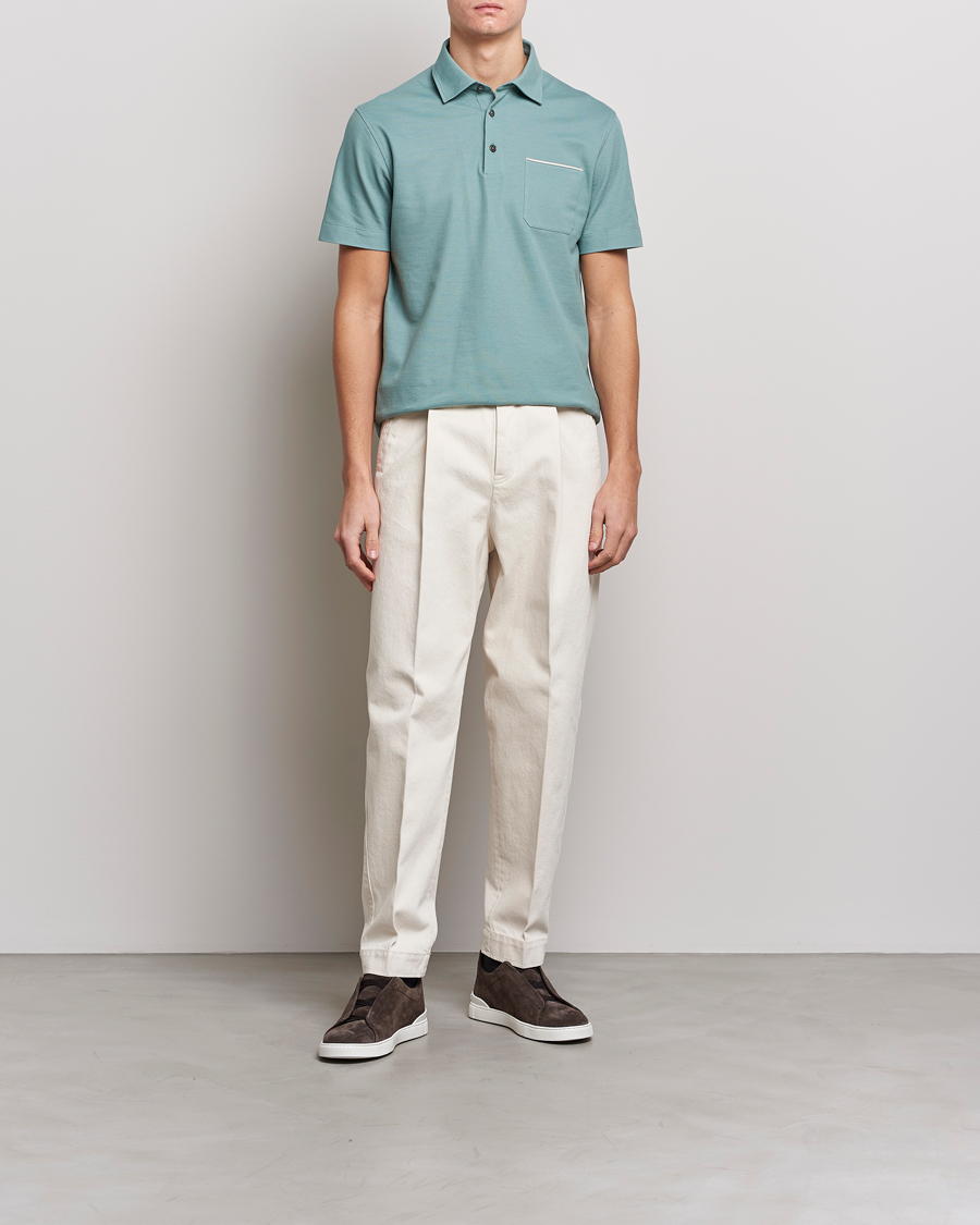 Herren | Poloshirts | Zegna | Short Sleeve Pocket Polo Teal