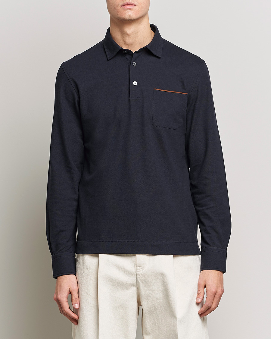 Herren | Pullover | Zegna | Long Sleeve Pocket Polo Navy