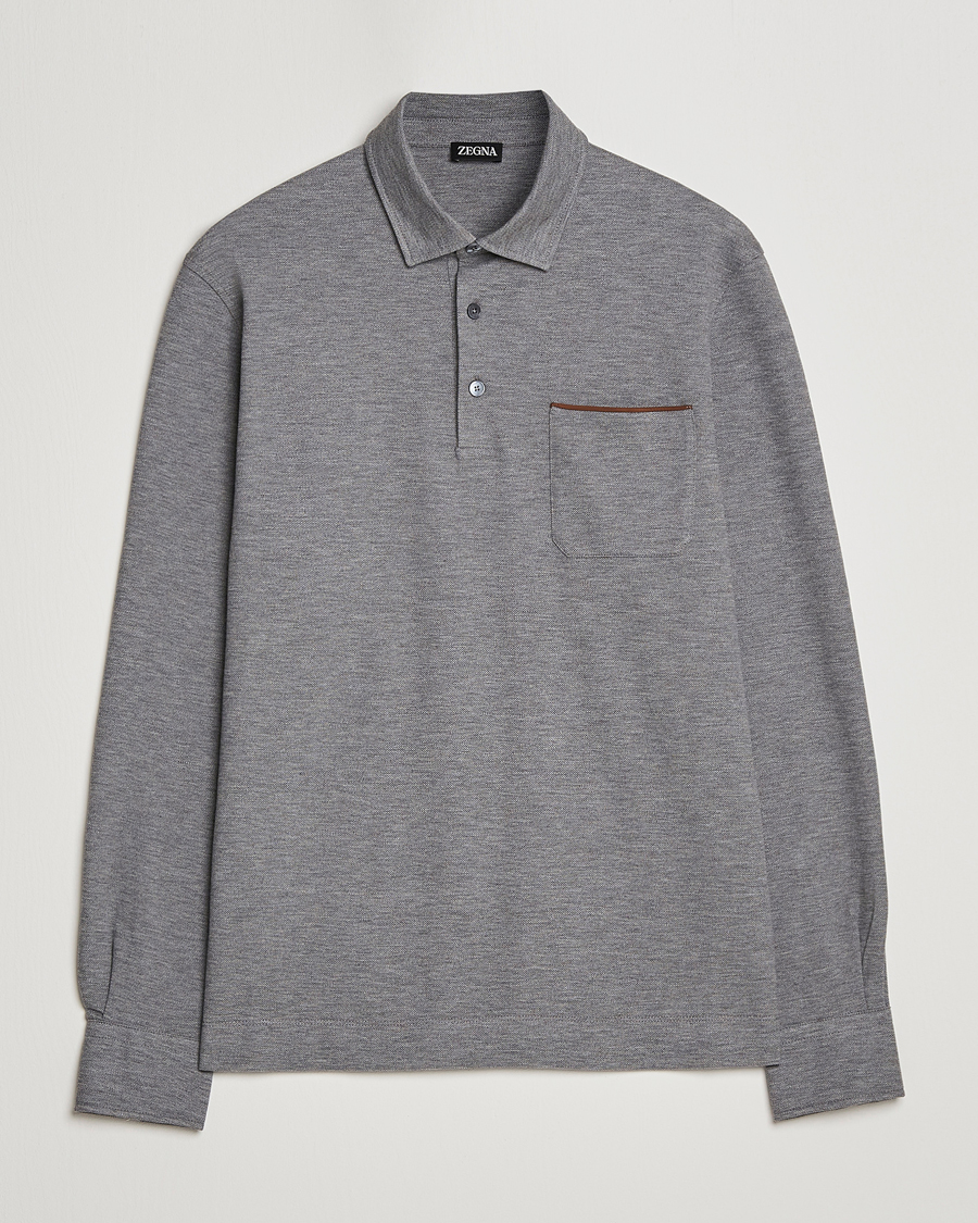 Herren | Pullover | Zegna | Long Sleeve Pocket Polo Heather Grey