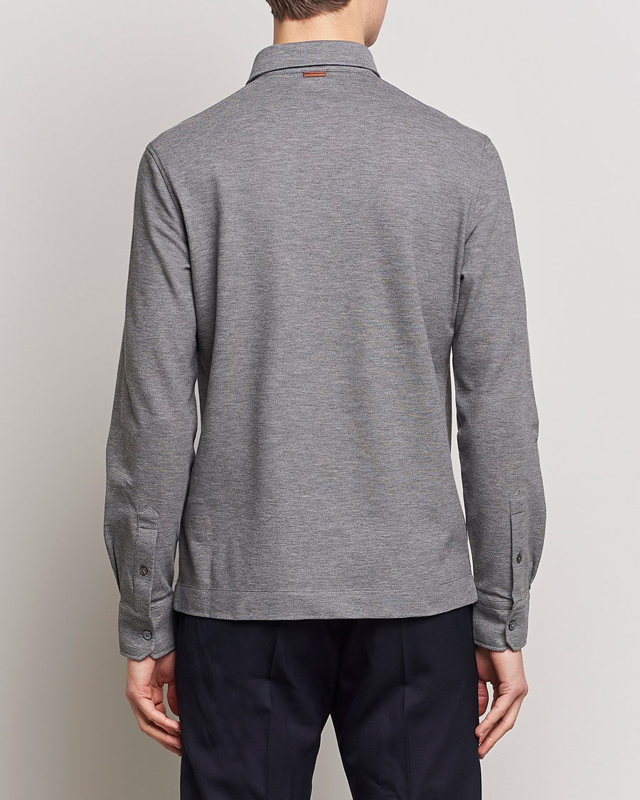 Herren | Pullover | Zegna | Long Sleeve Pocket Polo Heather Grey