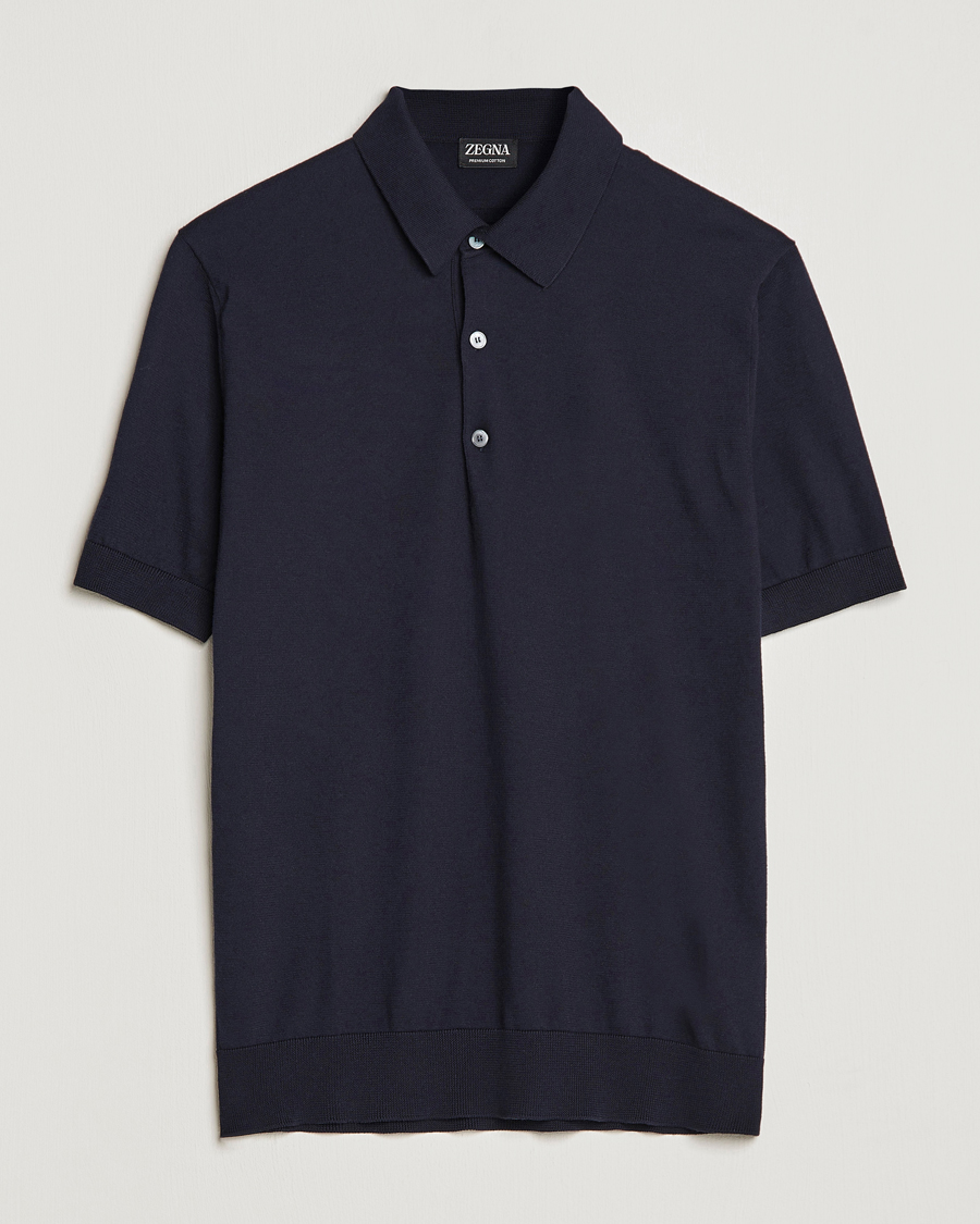 Herren | Poloshirts | Zegna | Premium Cotton Knitted Polo Navy