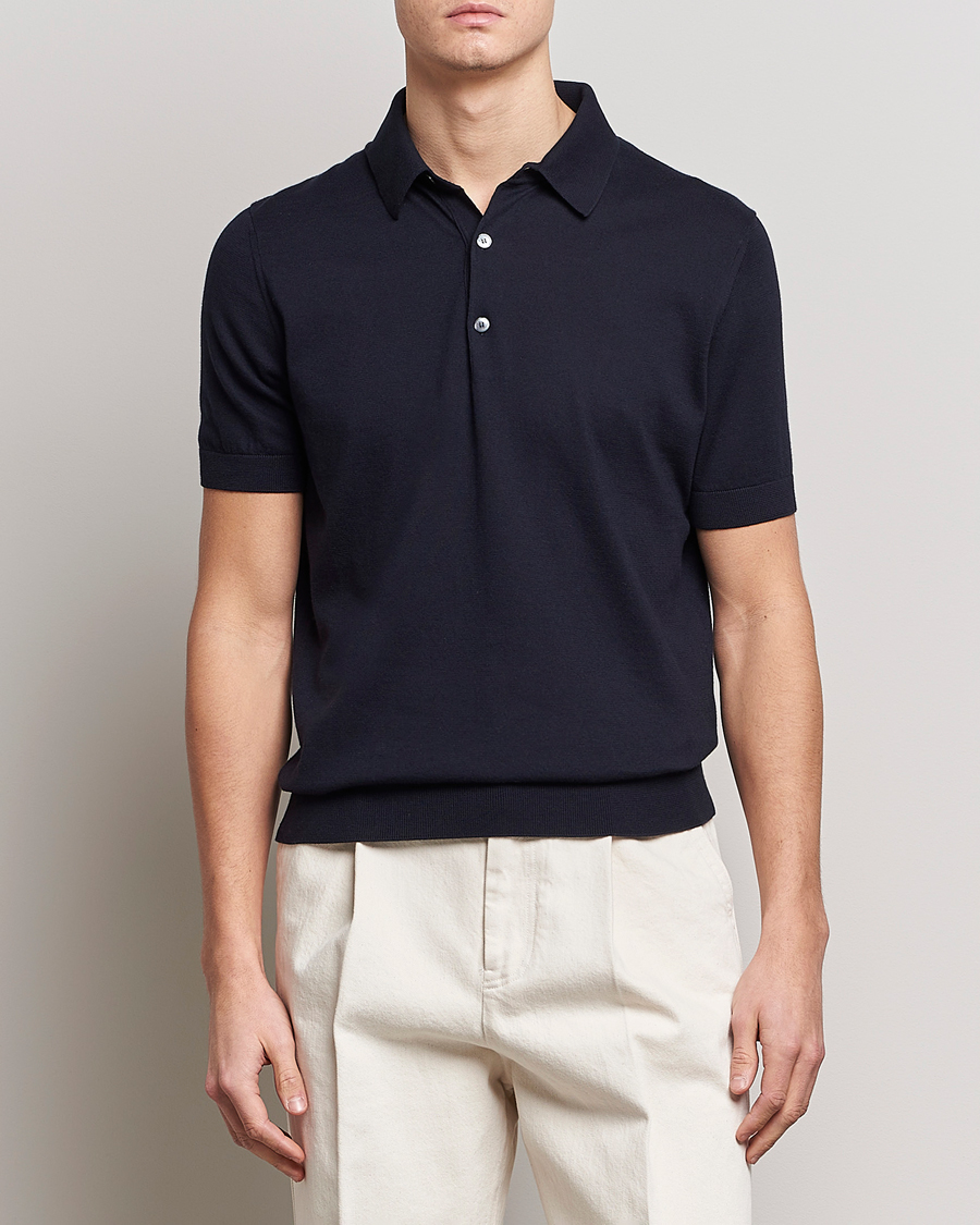 Herren | Poloshirts | Zegna | Premium Cotton Knitted Polo Navy