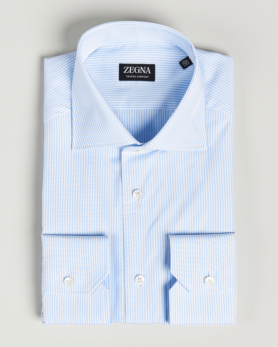 Herren | Hemden | Zegna | Slim Fit Striped Dress Shirt Light Blue