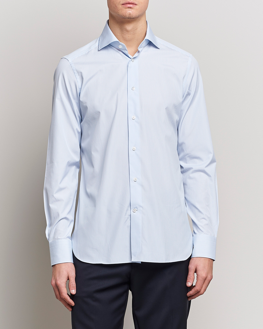 Herren | Hemden | Zegna | Slim Fit Striped Dress Shirt Light Blue