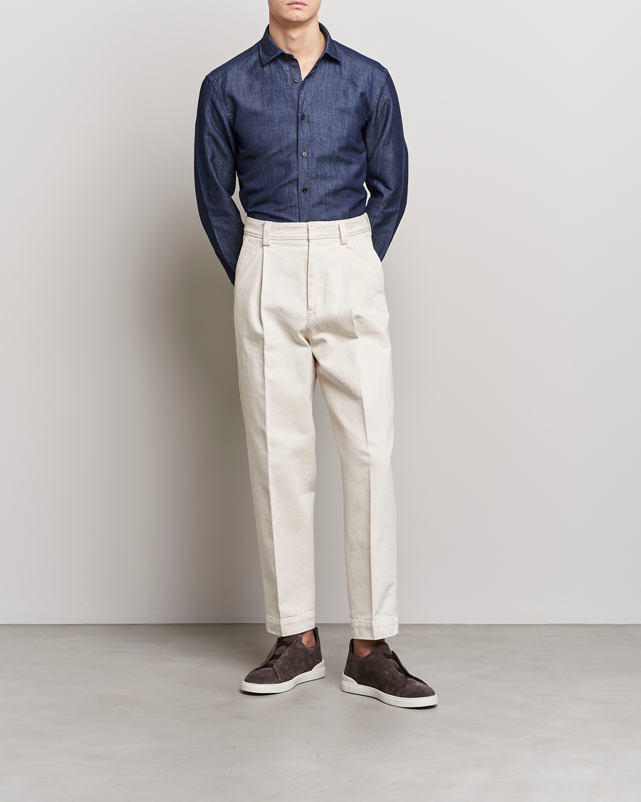Herren | Hemden | Zegna | Cotton/Linen Denim Shirt Dark Wash