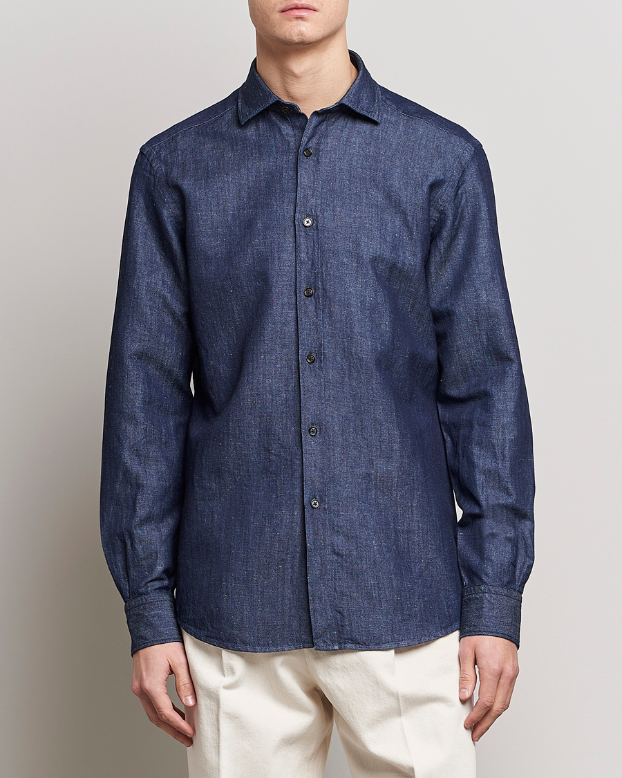 Herren | Hemden | Zegna | Cotton/Linen Denim Shirt Dark Wash