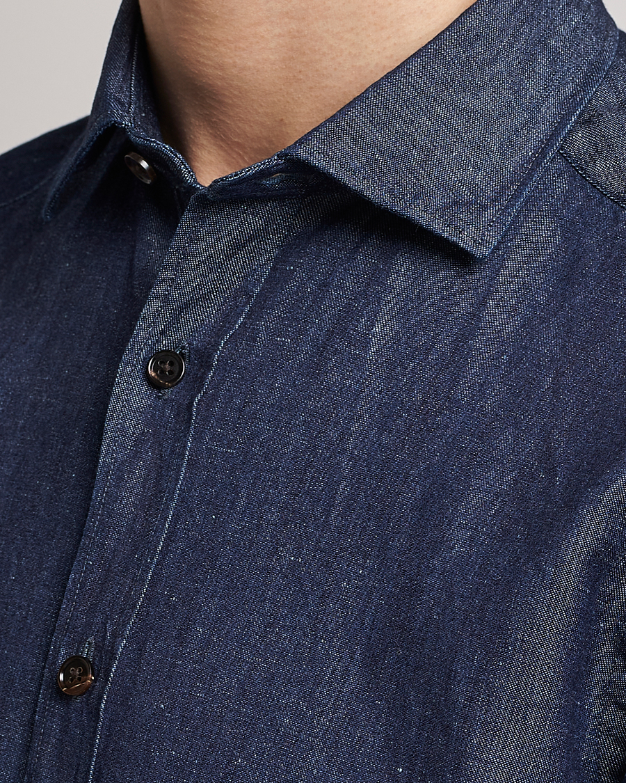 Herren | Hemden | Zegna | Cotton/Linen Denim Shirt Dark Wash