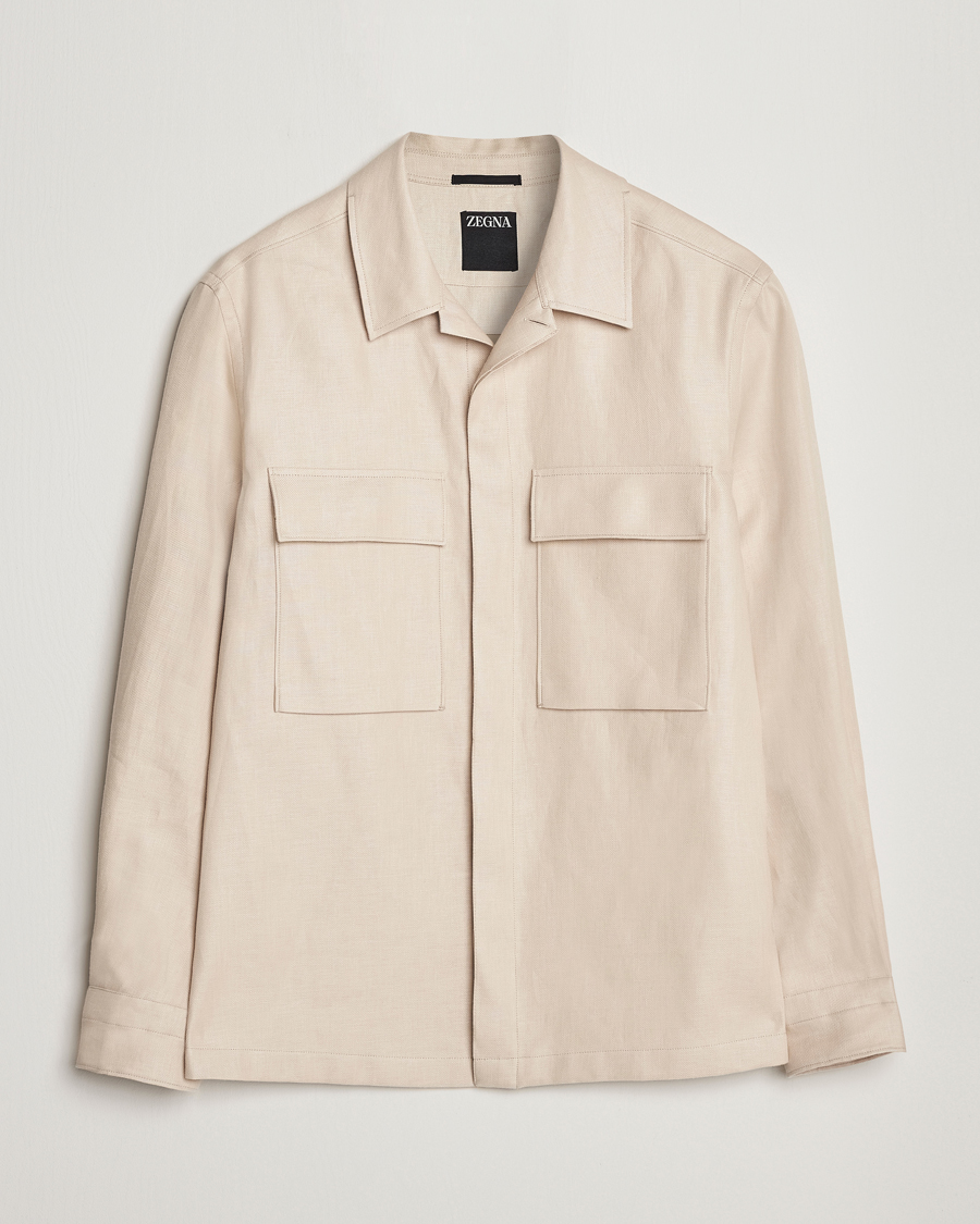 Herren | Hemden | Zegna | Linen Shirt Jacket Beige