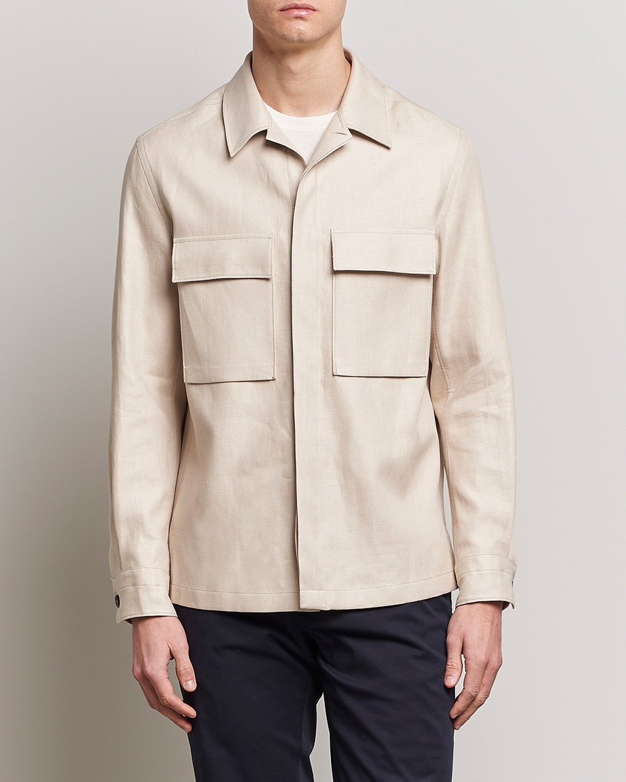 Herren | Hemden | Zegna | Linen Shirt Jacket Beige