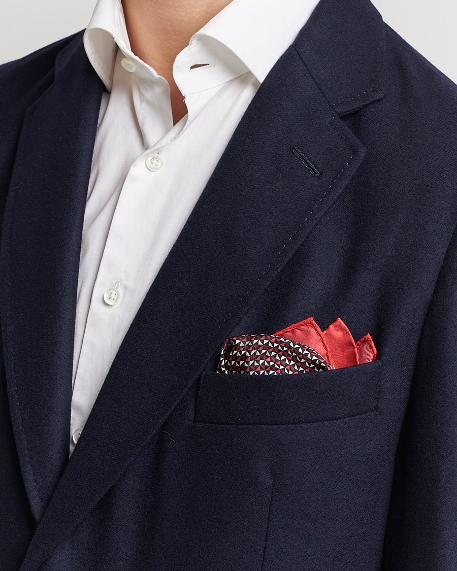 Herren | Zegna Printed Silk Pochette Dark Red | Zegna | Printed Silk Pochette Dark Red