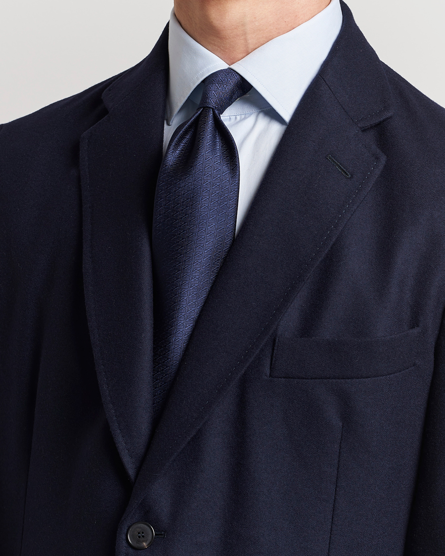 Herren | Zegna Monogram Silk Tie Navy | Zegna | Monogram Silk Tie Navy