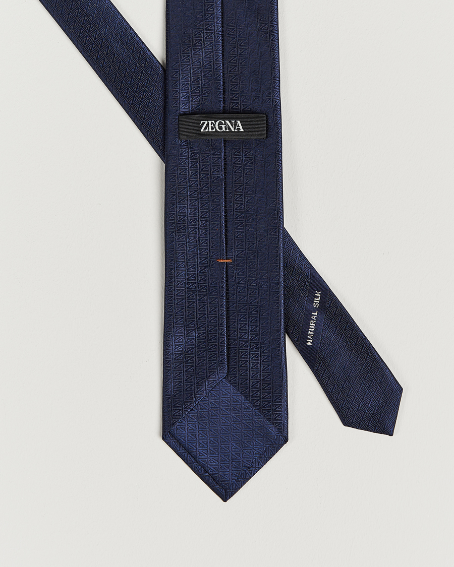 Herren | Zegna Monogram Silk Tie Navy | Zegna | Monogram Silk Tie Navy