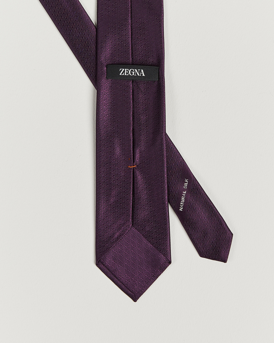 Herren | Zegna Monogram Silk Tie Dark Purple | Zegna | Monogram Silk Tie Dark Purple