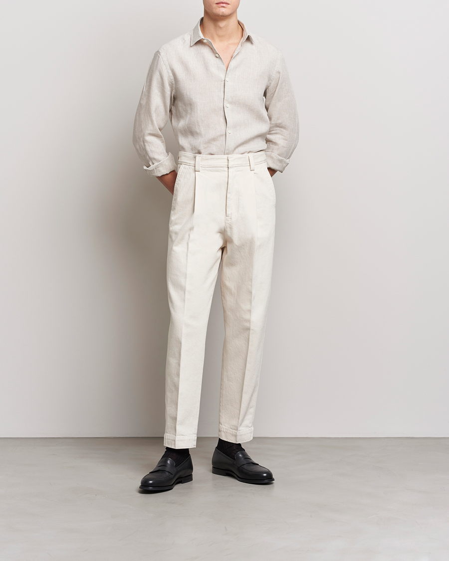 Herren | Hemden | Zegna | Slim Fit Linen Shirt Light Beige