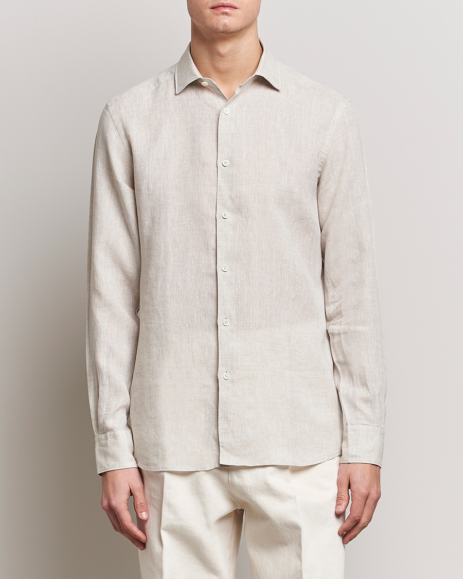 Herren | Hemden | Zegna | Slim Fit Linen Shirt Light Beige