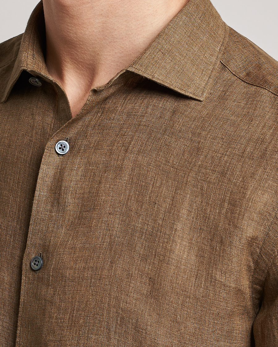 Herren | Hemden | Zegna | Slim Fit Linen Shirt Olive