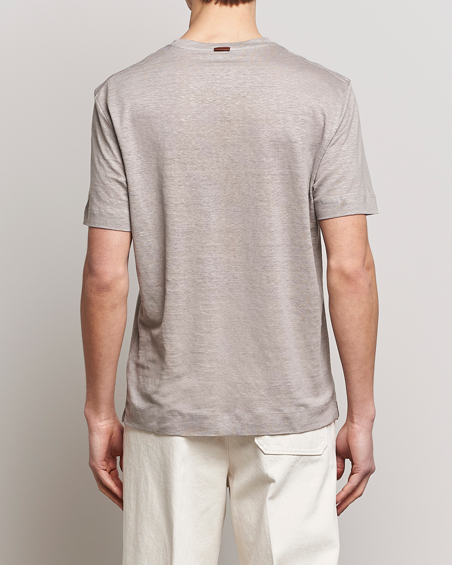 Herren | T-Shirts | Zegna | Pure Linen T-Shirt Taupe