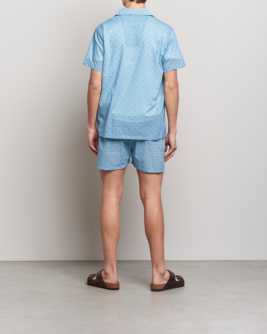 Herren | Schlafanzüge & Bademäntel | Derek Rose | Shortie Printed Cotton Pyjama Set Blue