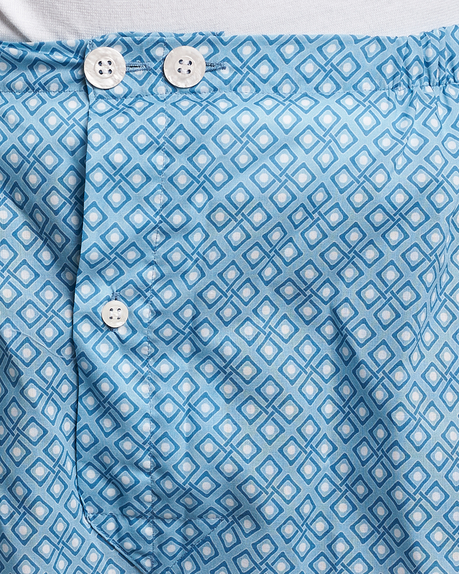 Herren | Schlafanzüge & Bademäntel | Derek Rose | Shortie Printed Cotton Pyjama Set Blue
