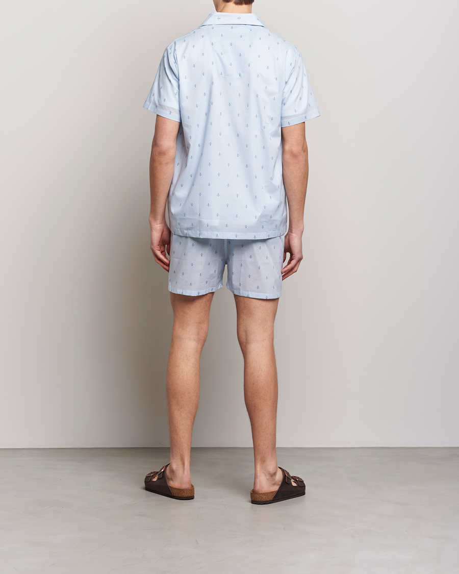 Herren | Schlafanzüge & Bademäntel | Derek Rose | Shortie Printed Cotton Pyjama Set Blue