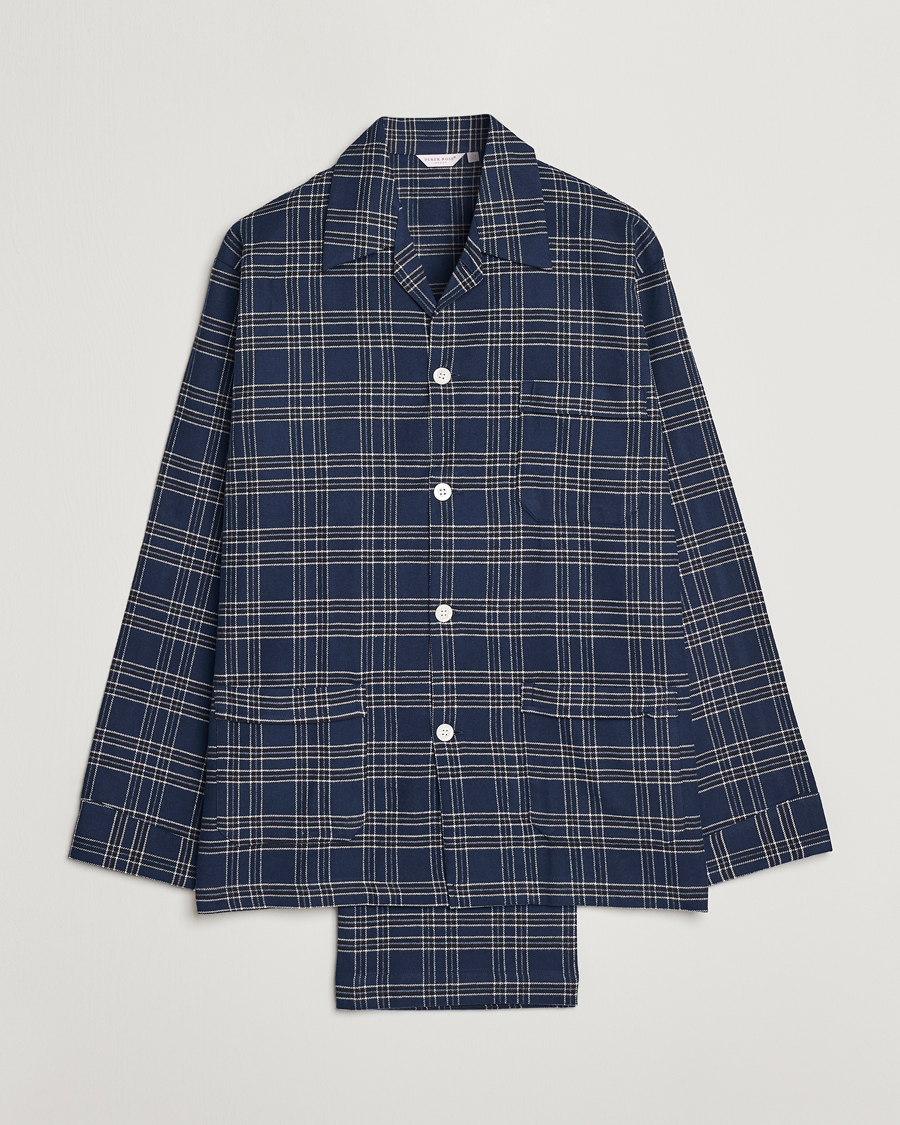 Herren | Schlafanzüge & Bademäntel | Derek Rose | Checked Cotton Pyjama Set Navy
