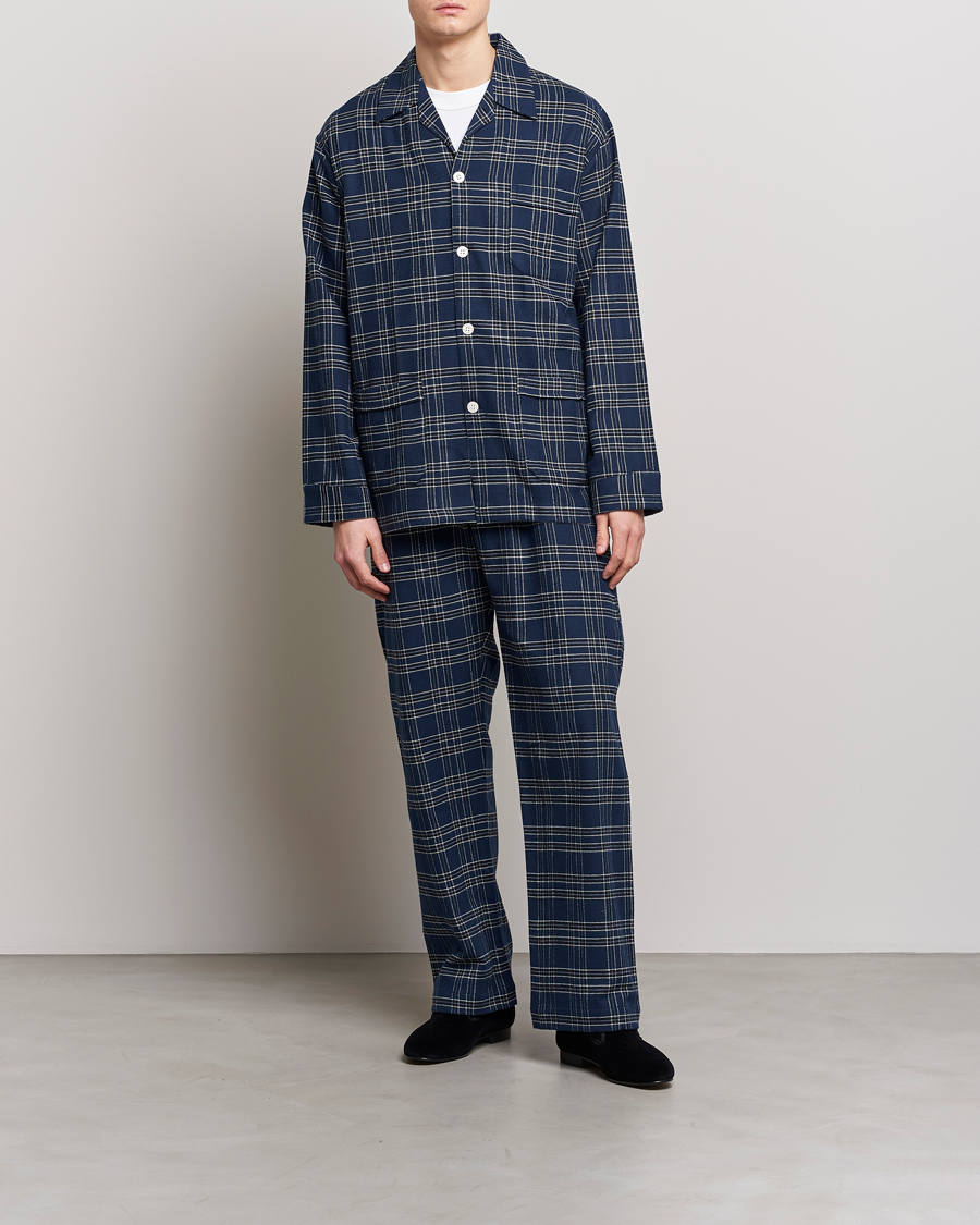 Herren | Schlafanzüge & Bademäntel | Derek Rose | Checked Cotton Pyjama Set Navy