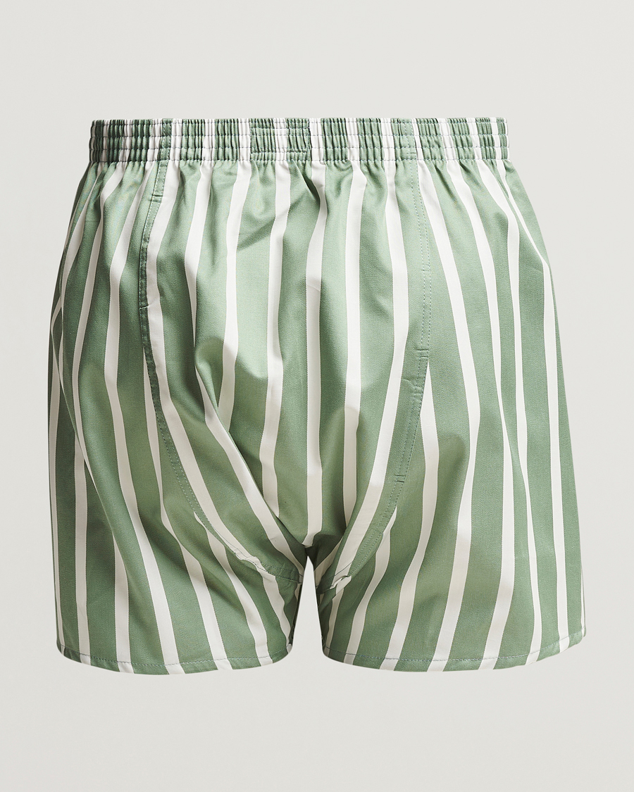 Herren | Unterwäsche | Derek Rose | Classic Fit Striped Cotton Boxer Shorts Green/White