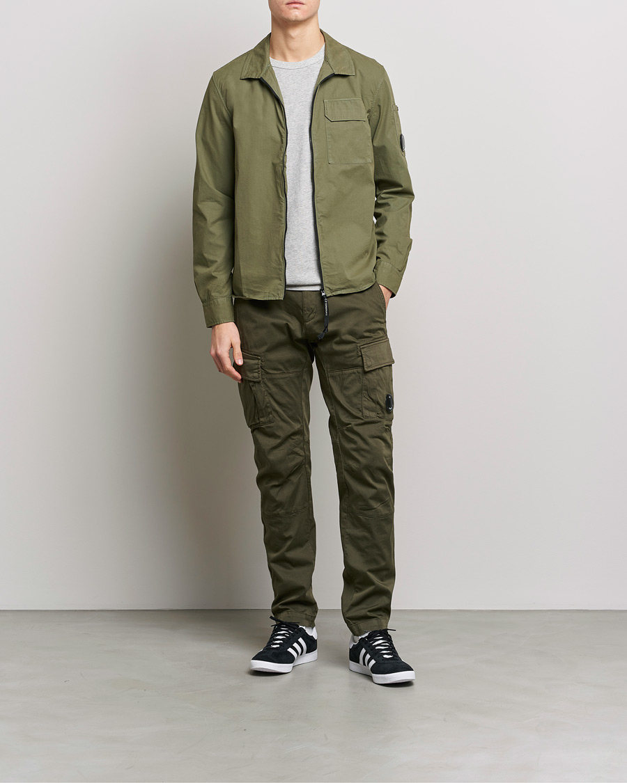 Herren | Hemden | C.P. Company | Garment Dyed Gabardine Zip Shirt Jacket Olive