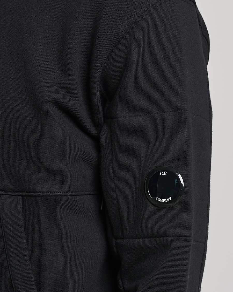 Herren | Pullover | C.P. Company | Diagonal Raised Fleece Hooded Lens Sweatshirt Black
