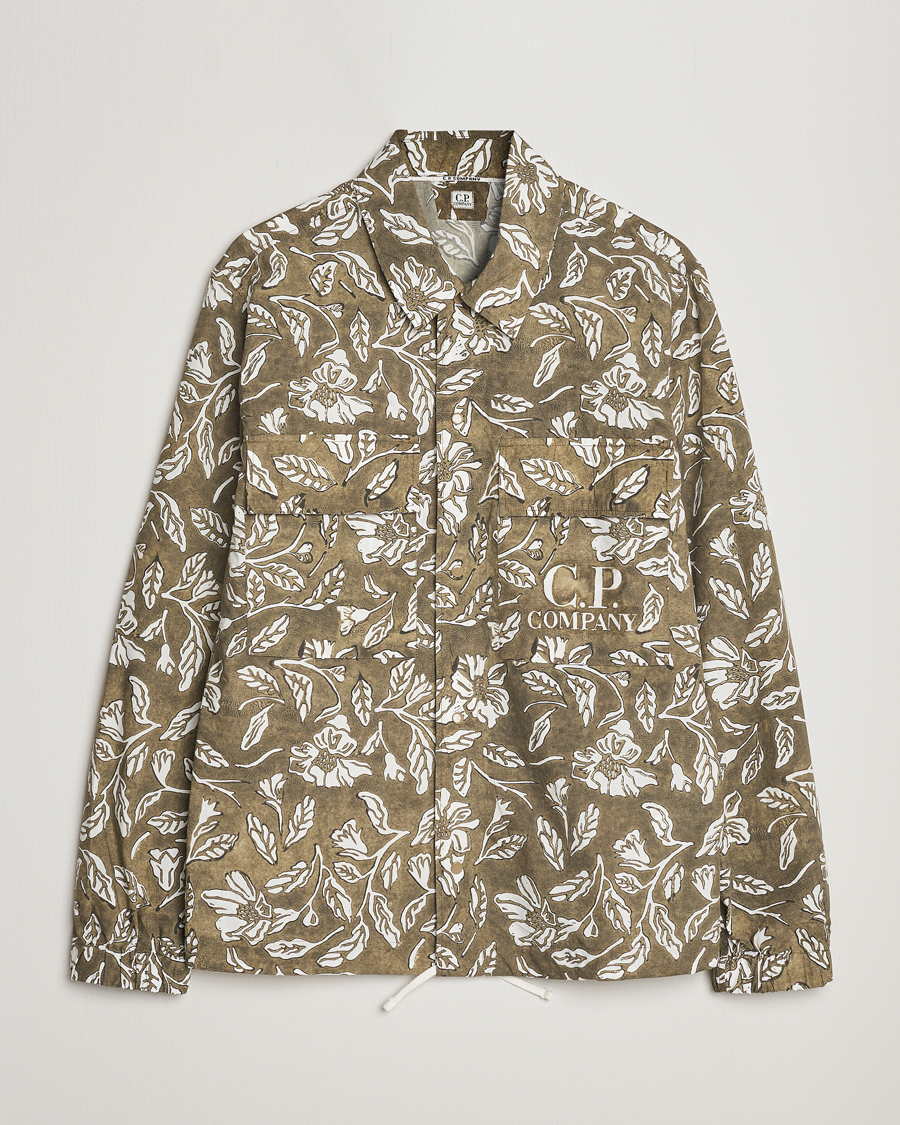 Herren | Hemden | C.P. Company | Garment Dyed Printed Popline Overshirt Olive