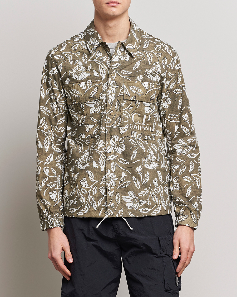 Herren | Hemden | C.P. Company | Garment Dyed Printed Popline Overshirt Olive