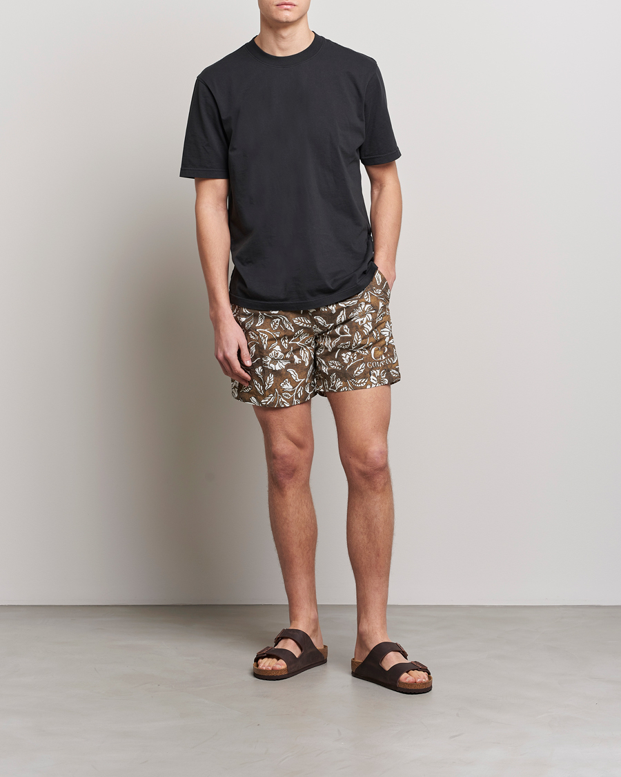 Herren | Badehosen | C.P. Company | Garment Dyed Flatt Nylon Printed Swimshorts Olive