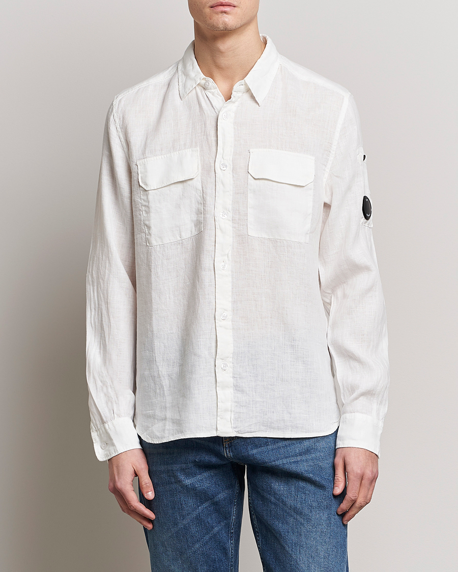 Herren | Hemden | C.P. Company | Long Sleeve Linen Shirt White