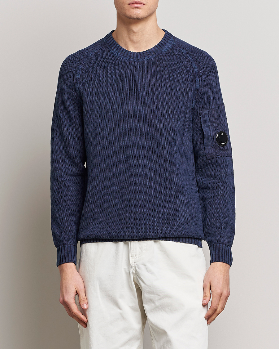 Herren | Pullover | C.P. Company | Cotton Crepe Special Dyed Knitted Crewneck Navy