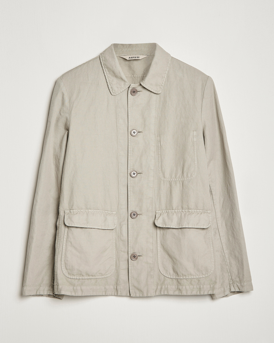 Herren | Jacken | Aspesi | Tadao Cotton/Linen Shirt Jacket Khaki