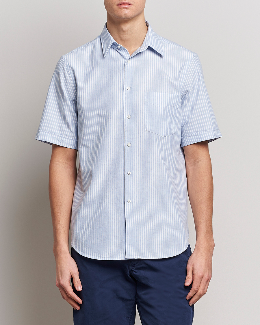 Herren | Hemden | Aspesi | Striped Oxford Camp Shirt Light Blue