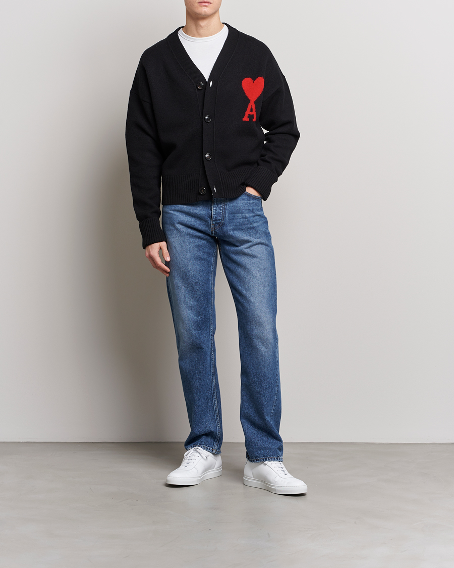 Herren | Pullover | AMI | Big Heart Wool Cardigan Black
