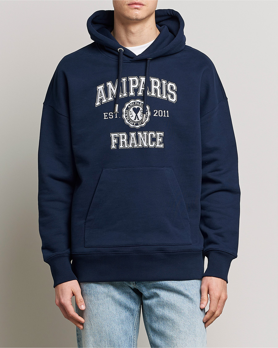 Herren | Pullover | AMI | Paris College Hoodie Navy