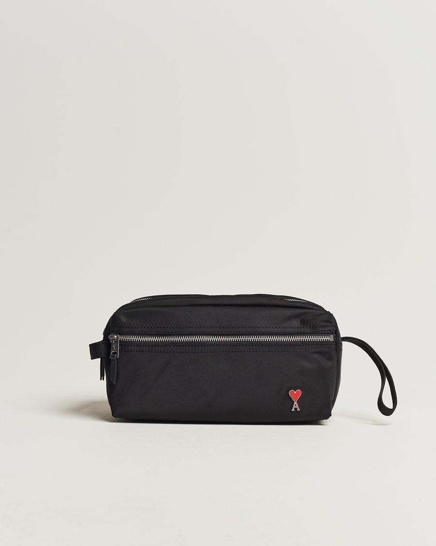 Herren | AMI Heart Logo Wash Bag Black | AMI | Heart Logo Wash Bag Black