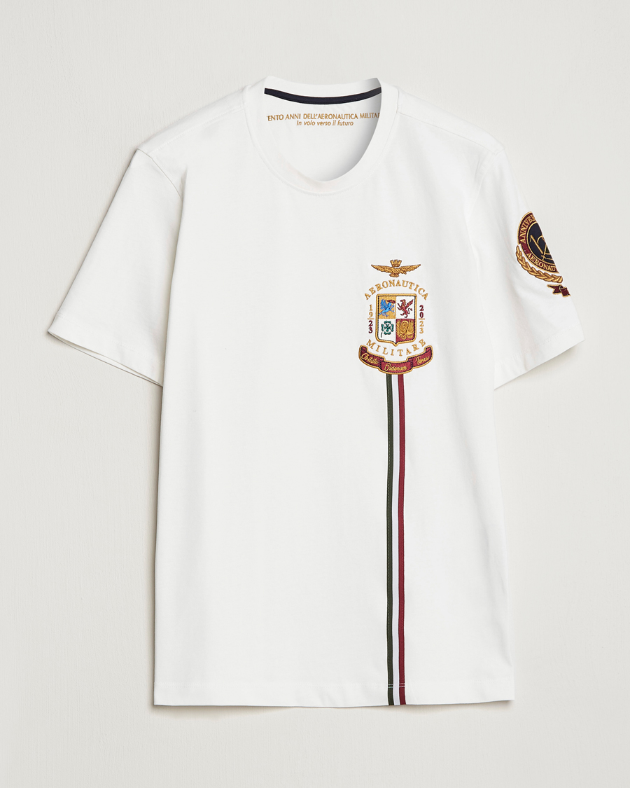 Herren | T-Shirts | Aeronautica Militare | Tape Cotton T-Shirt White Cream