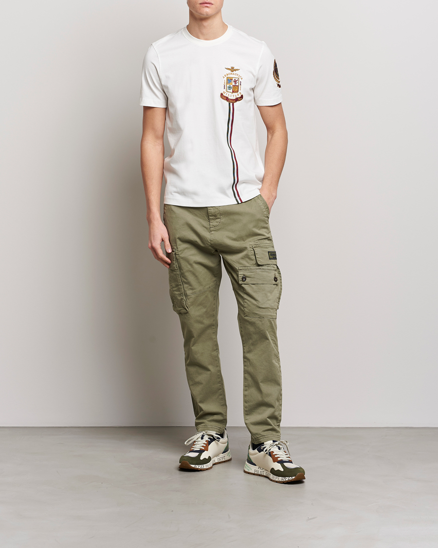 Herren | T-Shirts | Aeronautica Militare | Tape Cotton T-Shirt White Cream