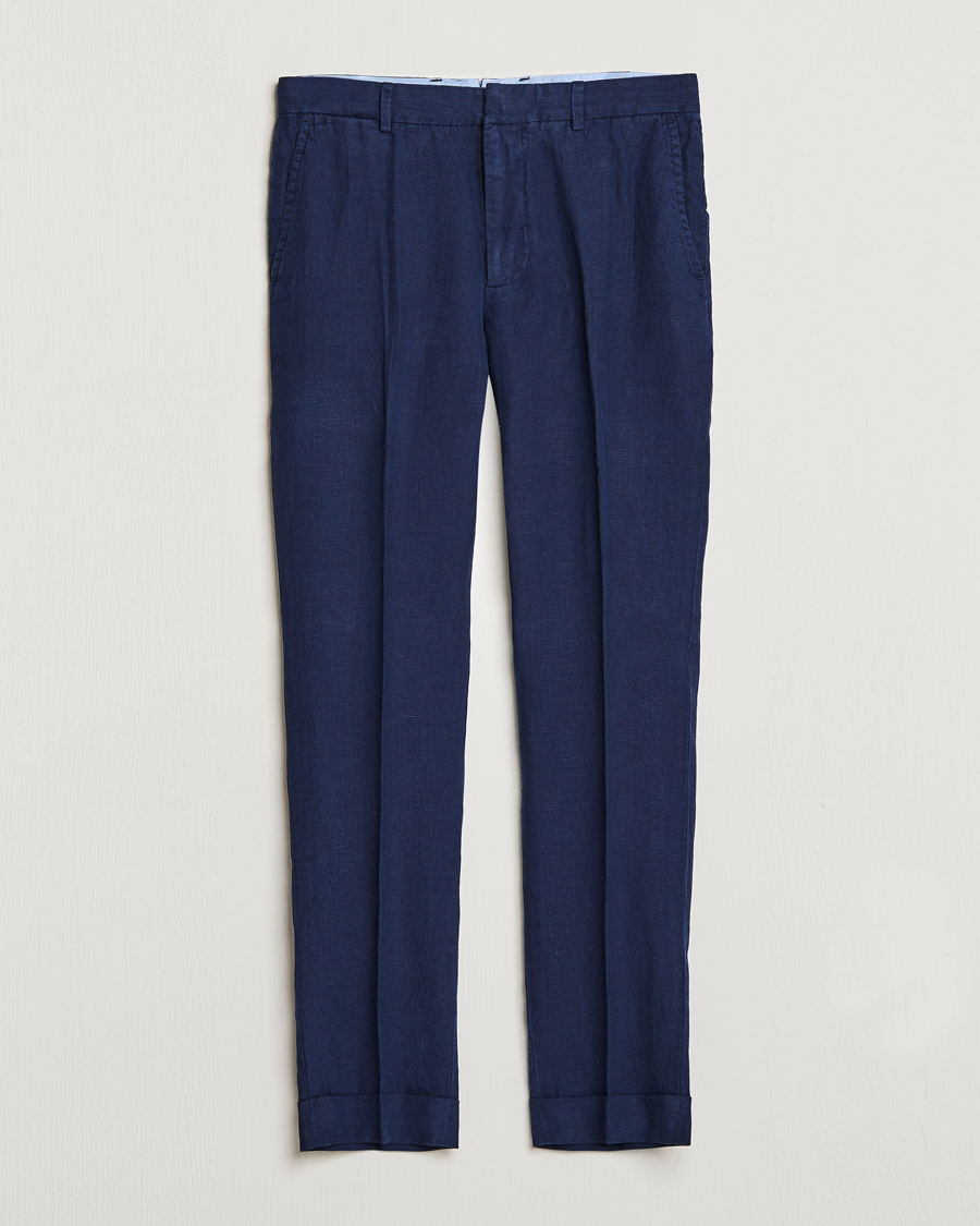Herren | Hosen | Polo Ralph Lauren | Linen Pleated Trousers Navy