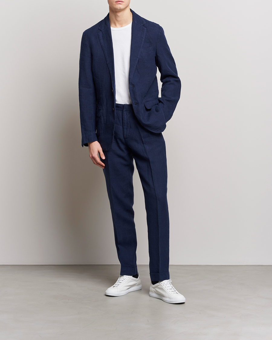 Herren | Hosen | Polo Ralph Lauren | Linen Pleated Trousers Navy