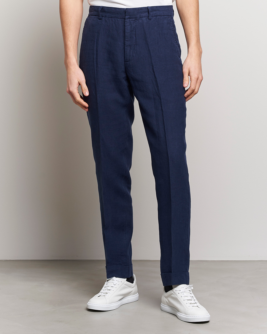 Herren | Hosen | Polo Ralph Lauren | Linen Pleated Trousers Navy